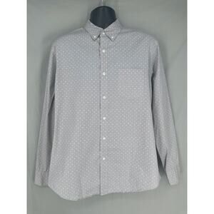 J Crew Shirt Mens Large Gray Print Flex Stretch Button Down Long Sleeve Cotton